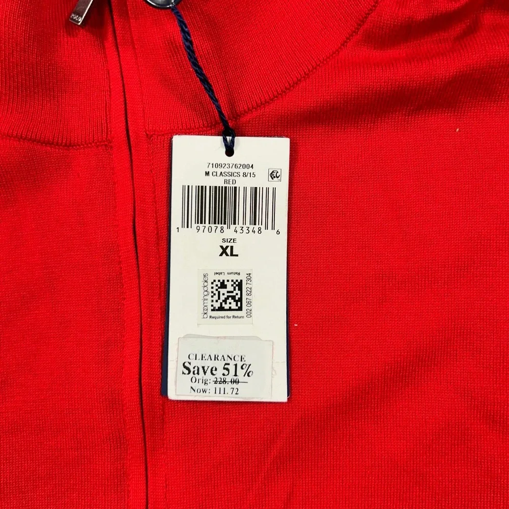 Polo‎ Ralph Lauren Luxury Jersey Sweater Mens XL Red 1/4 Zip Pullover $228 NEW